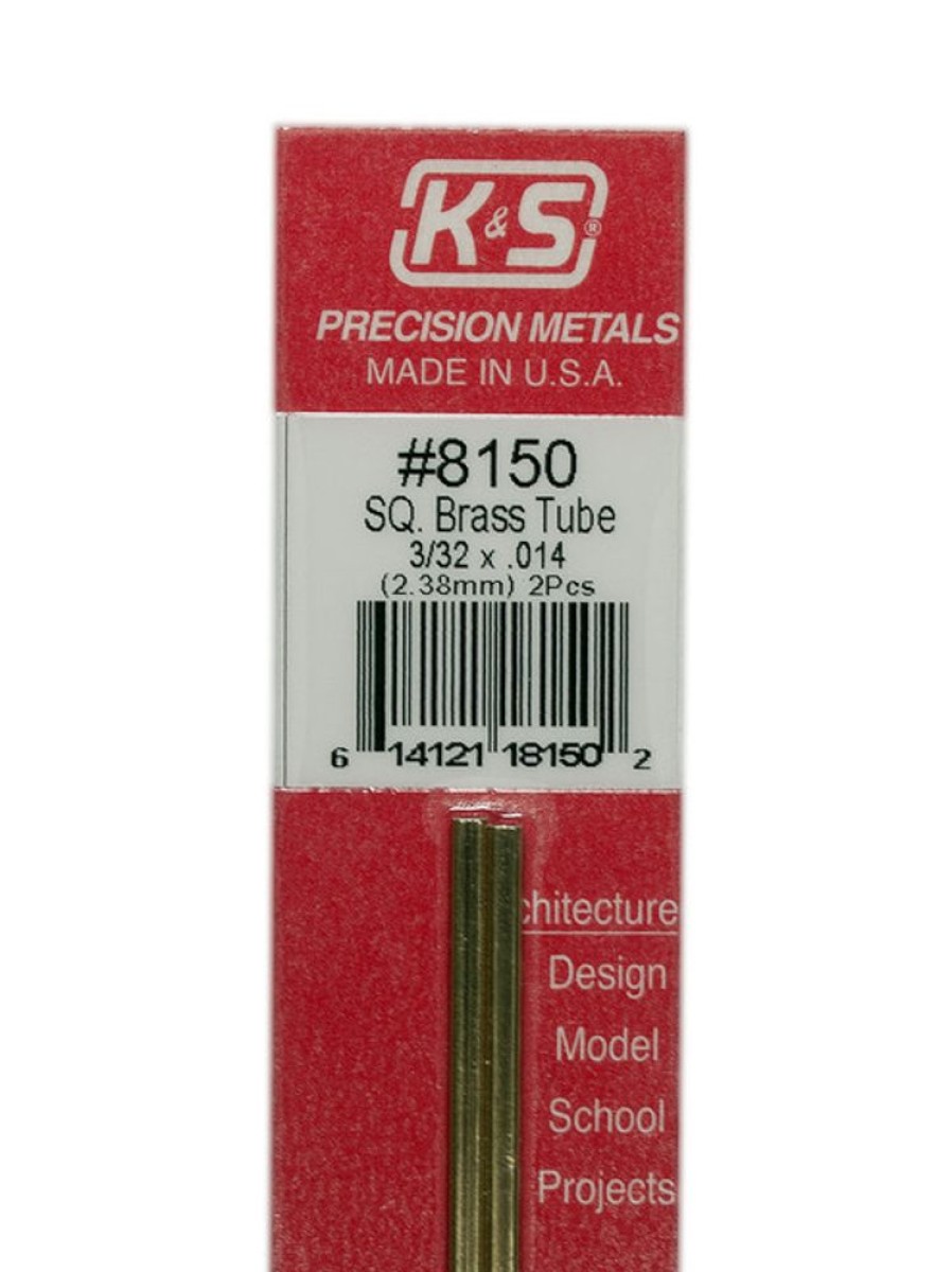 Brass | Accessories K&S K&S Brass Square Tube 3/32" X 12" #8150