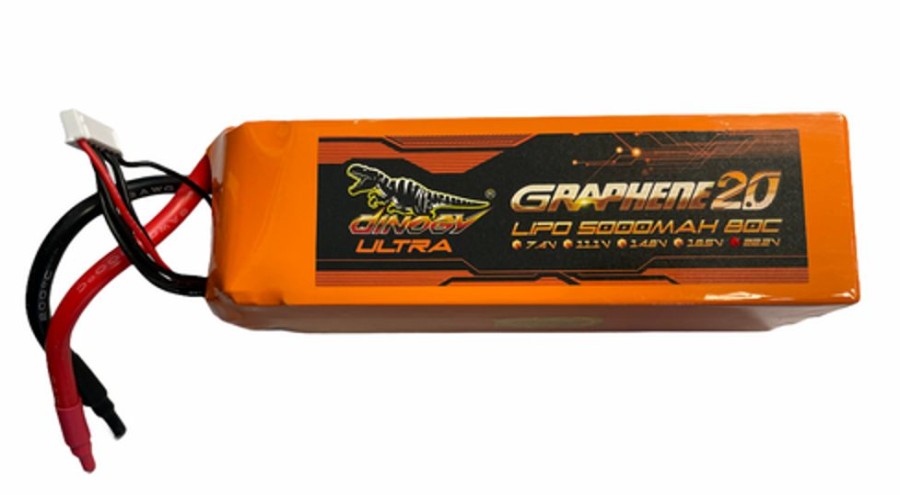 Lithium Polymer Batteries | Batt/Charger Giant Power Dinogy Ultra Graphene 2.0 6S 22.2V 5000Mah 80C W/ No Plug