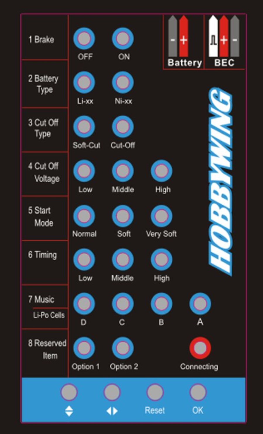 Air | Electronics HobbyWing Hobbywing Led Program Card (For Flyfun/ Skywalker Esc)