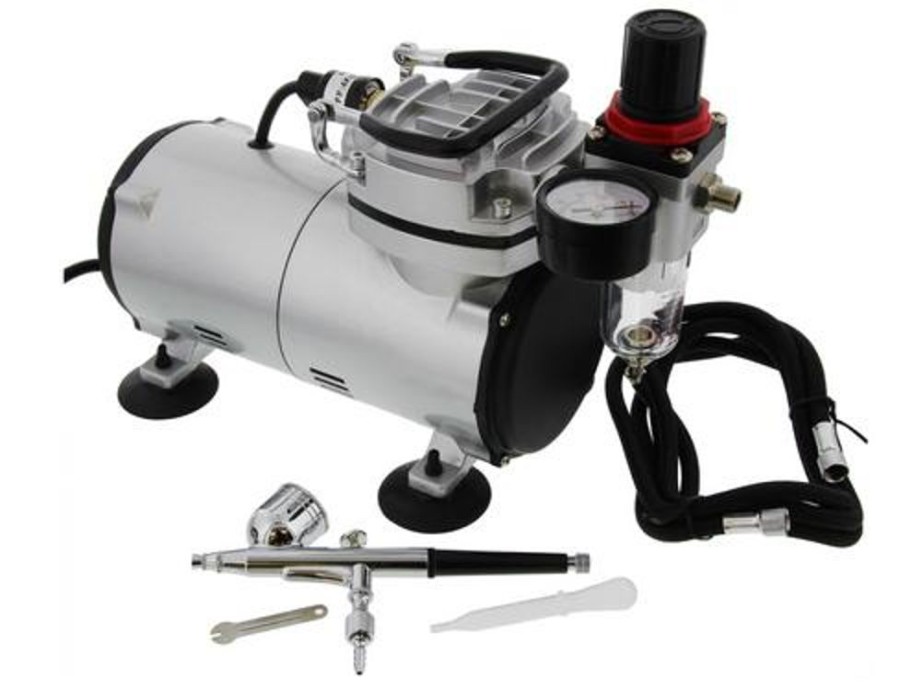 Paint Brushes, Airbrushes & Compressors | Accessories Feng Da Fengda - Ac-100 Standard Mini Compressor With Gravity Fed Airbrush