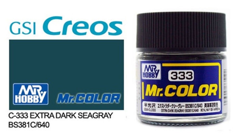 Mr. Hobby Paint | Accessories Mr Hobby Gunze - C333 Mr Color Semi Gloss Extra Dark Dark Sea Grey Bs381/C640